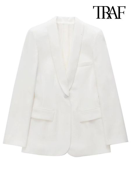 women's suits blazers traf women fashion with pockets single button blazer coat vintage shawl collar long sleeve female outerwear chic, White;black
women's suits blazers traf women fashion with pockets single button blazer coat vintage shawl collar long sleeve female outerwear chic, White;black