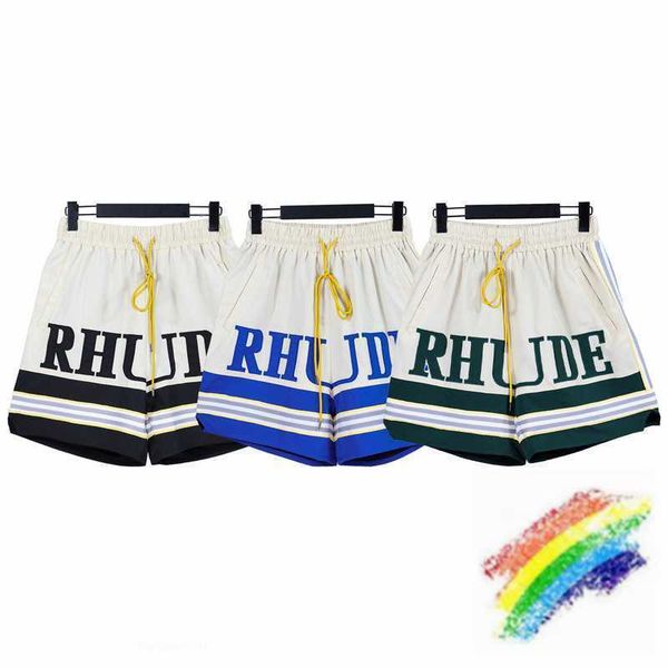 black green blue rhude shorts men women embroidery ribbon quick drying inside mesh breeches shorts with tags, White;black
black green blue rhude shorts men women embroidery ribbon quick drying inside mesh breeches shorts with tags, White;black