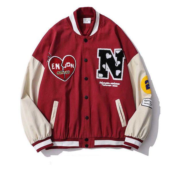 womens jackets american retro letter embroidered coat high street casual loose baseball uniform couple allmatch 230302, Black;brown
womens jackets american retro letter embroidered coat high street casual loose baseball uniform couple allmatch 230302, Black;brown