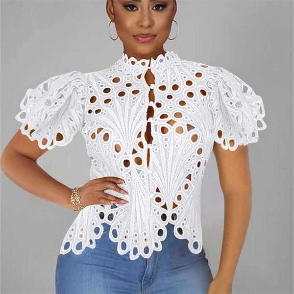 women designer 2023 hole slim horn sleeve breathable nightclub clothing single top, White
women designer 2023 hole slim horn sleeve breathable nightclub clothing single top, White