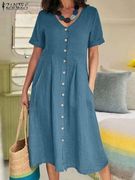 casual dresses zanzea summer fashion women dress solid short sleeve v-neck cotton button vestido elegant oversized midi shirtdress 230302, Black;gray
casual dresses zanzea summer fashion women dress solid short sleeve v-neck cotton button vestido elegant oversized midi shirtdress 230302, Black;gray