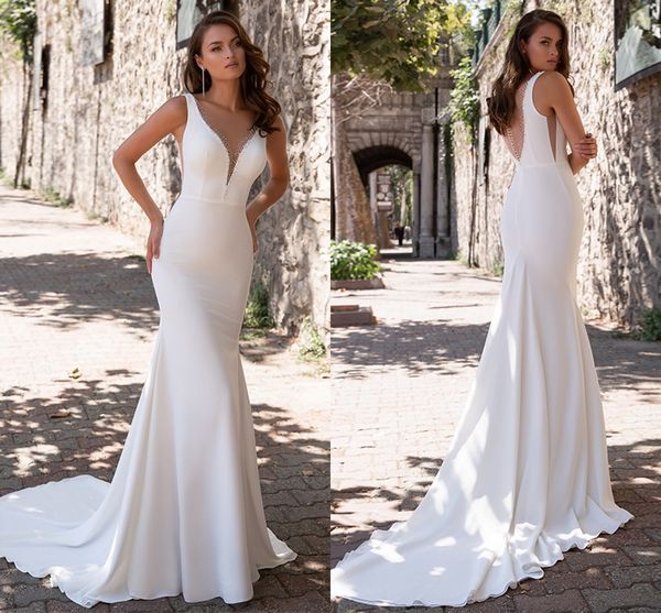 simple mermaid wedding dress sheer v-neck sleeveless crystal sweep train elegan bridal for women bride gowns robe de mariee 2023, White
simple mermaid wedding dress sheer v-neck sleeveless crystal sweep train elegan bridal for women bride gowns robe de mariee 2023, White