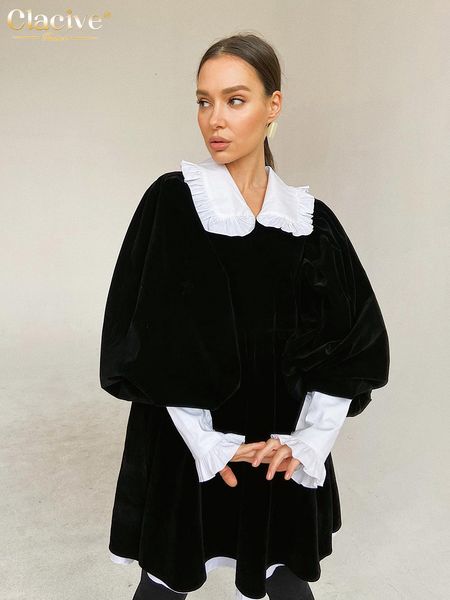 casual dresses clacive winter black velvet women's dresses fashion doll collar lantern sleeve mini dress elegant loose patchwork female, Black;gray
casual dresses clacive winter black velvet women's dresses fashion doll collar lantern sleeve mini dress elegant loose patchwork female, Black;gray