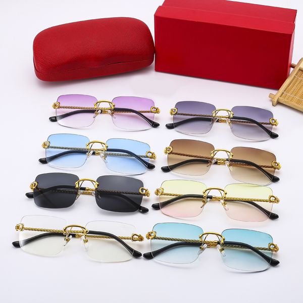Women Men Sunglasses Leopard Head Composite Metal Rimless Optical Frame Rectangle Square Luxury Designer Gold Sunshade Sunglass carti Frame Glasses
Women Men Sunglasses Leopard Head Composite Metal Rimless Optical Frame Rectangle Square Luxury Designer Gold Sunshade Sunglass carti Frame Glasses