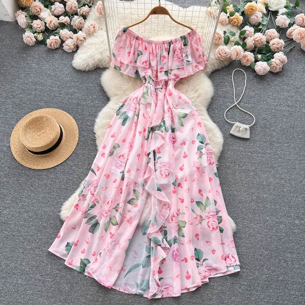spring and summer new dress sweet girl ruffle one-line collar temperament dress women split chiffon big swing fairy dress, Black;gray
spring and summer new dress sweet girl ruffle one-line collar temperament dress women split chiffon big swing fairy dress, Black;gray