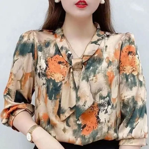 women's blouses shirts female clothing fashion floral printed blouse spring summer casual commute three quarter sleeve elegant v-neck s, White
women's blouses shirts female clothing fashion floral printed blouse spring summer casual commute three quarter sleeve elegant v-neck s, White