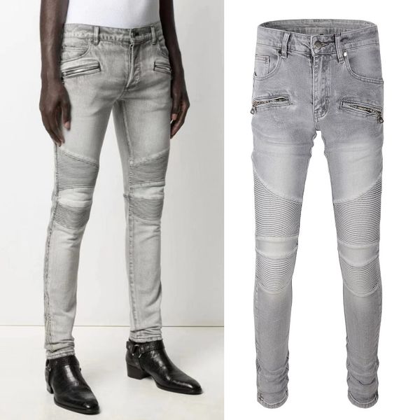 big size 40 stretch denim jeans in gray biker slim cut fit, Blue 
big size 40 stretch denim jeans in gray biker slim cut fit, Blue