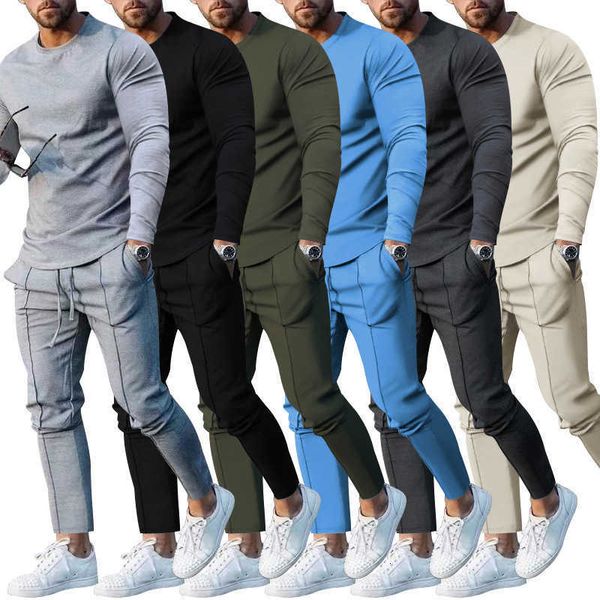 men's clothing casual suit 2022 autumn round neck long sleeved t-shirt trousers two-piece solid color, Black
men's clothing casual suit 2022 autumn round neck long sleeved t-shirt trousers two-piece solid color, Black
