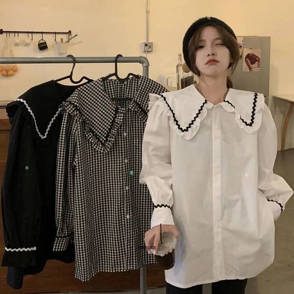 women's blouses shirts size 6xl 150kg women blouses lady large size plaid peter pan collar long sleeve spring korean fashion shirts 23, White
women's blouses shirts size 6xl 150kg women blouses lady large size plaid peter pan collar long sleeve spring korean fashion shirts 23, White