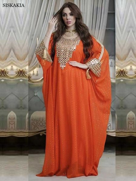 ethnic clothing siskakia muslim abaya chiffon sequins panel o neck batwing sleeve oversized gown dresses dubai turkey arab morocco caftan 6x, Red
ethnic clothing siskakia muslim abaya chiffon sequins panel o neck batwing sleeve oversized gown dresses dubai turkey arab morocco caftan 6x, Red