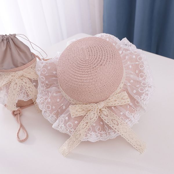m573 children's straw hats summer sunscreen kids baby girls beach bucket caps princess beach lace bowknot decorated hats, Yellow
m573 children's straw hats summer sunscreen kids baby girls beach bucket caps princess beach lace bowknot decorated hats, Yellow