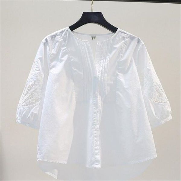 women's blouses shirts 100% cotton embroidered blouses women shirt mid-sleeve hollow summer o-neck loose casual button up white female
women's blouses shirts 100% cotton embroidered blouses women shirt mid-sleeve hollow summer o-neck loose casual button up white female