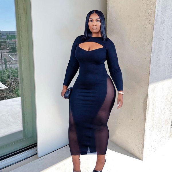 plus size dresses woman fashion size clothing mesh patchwork bodycon long sleeve black drop wholesale 230302
plus size dresses woman fashion size clothing mesh patchwork bodycon long sleeve black drop wholesale 230302