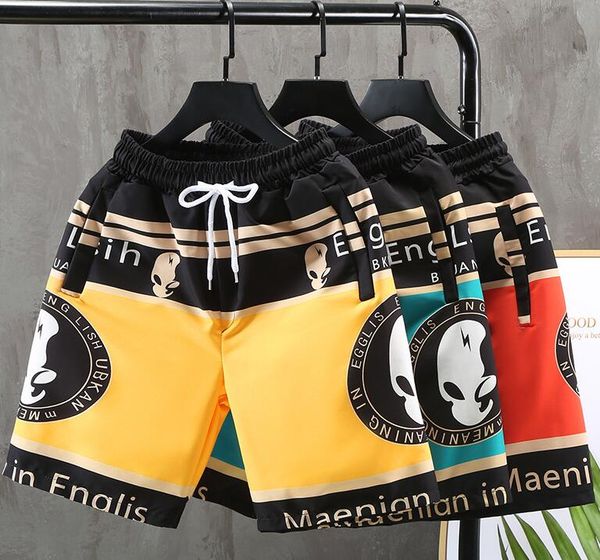 a302 designer men's shorts summer quick drying alien print elastic waist beach shorts, White;black
a302 designer men's shorts summer quick drying alien print elastic waist beach shorts, White;black
