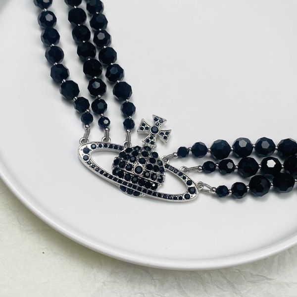 new western empress dowager vivian black bead necklace in small style light and luxury high design women's accessories, Silver
new western empress dowager vivian black bead necklace in small style light and luxury high design women's accessories, Silver