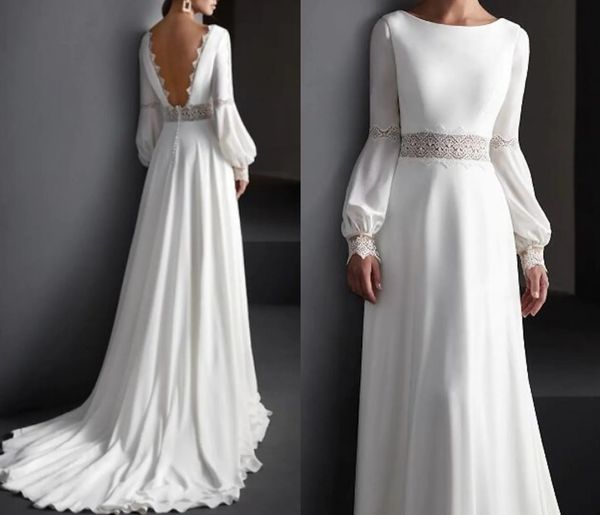 a-line wedding dress 2023 long puffy sleeve satin chiffon backless lace appliques bridal gowns spring robe de mariage new, White
a-line wedding dress 2023 long puffy sleeve satin chiffon backless lace appliques bridal gowns spring robe de mariage new, White