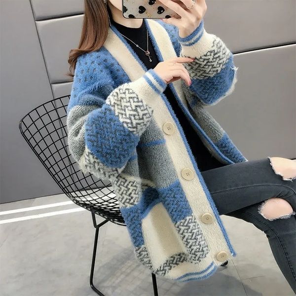 women's knits tees mink velvet knitted cardigan jacket women's loose ladies sweater outerwear spring and autumn all-match button j, White
women's knits tees mink velvet knitted cardigan jacket women's loose ladies sweater outerwear spring and autumn all-match button j, White