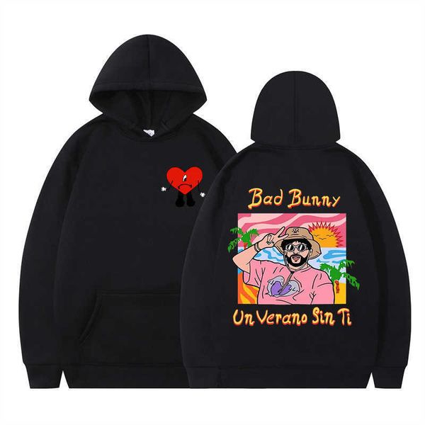 men's clothing new un verano sin ti bad bunny anime print fashionable casual hooded sweater, Black
men's clothing new un verano sin ti bad bunny anime print fashionable casual hooded sweater, Black