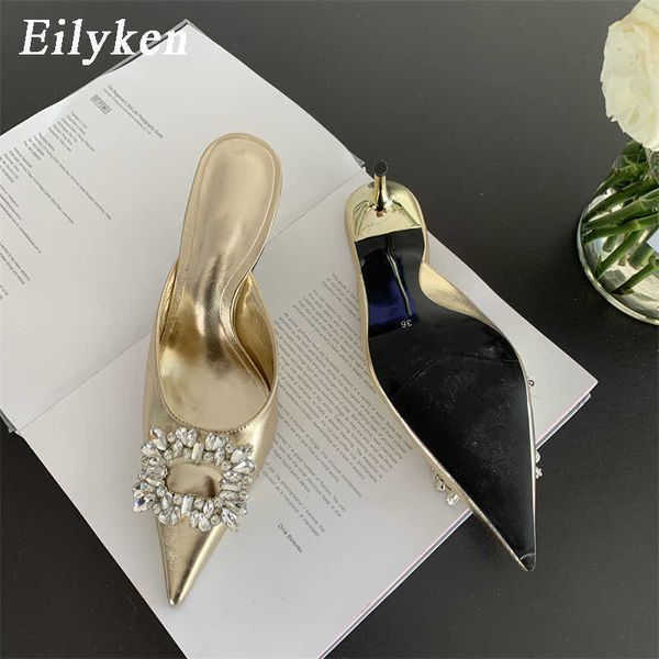 2023 spring gold silver fashion women slipper crystal buckle pointed toe slip on ladies mules thin high heel pumps 230302, Black
2023 spring gold silver fashion women slipper crystal buckle pointed toe slip on ladies mules thin high heel pumps 230302, Black