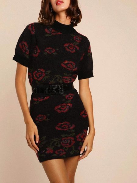 two piece dress ladies vintage flower print set oneck short sleeve knitted sweater or aline mini skirt fashion 230302, White
two piece dress ladies vintage flower print set oneck short sleeve knitted sweater or aline mini skirt fashion 230302, White