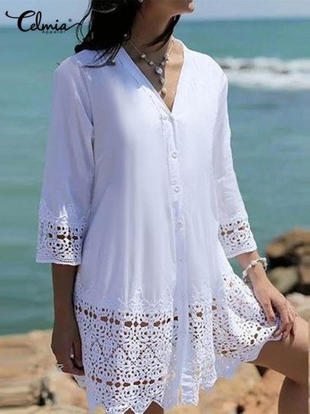 casual dresses leisure v-neck mini dress celmia summer women elegant hollow out lace sundress 3/4 sleeve short vestido holiday solid beach r, Black;gray
casual dresses leisure v-neck mini dress celmia summer women elegant hollow out lace sundress 3/4 sleeve short vestido holiday solid beach r, Black;gray