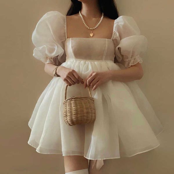 casual dresses women elegant white princess dresses square neck puff sleeve organza dress summer holiday mini party short vestido z0216, Black;gray
casual dresses women elegant white princess dresses square neck puff sleeve organza dress summer holiday mini party short vestido z0216, Black;gray