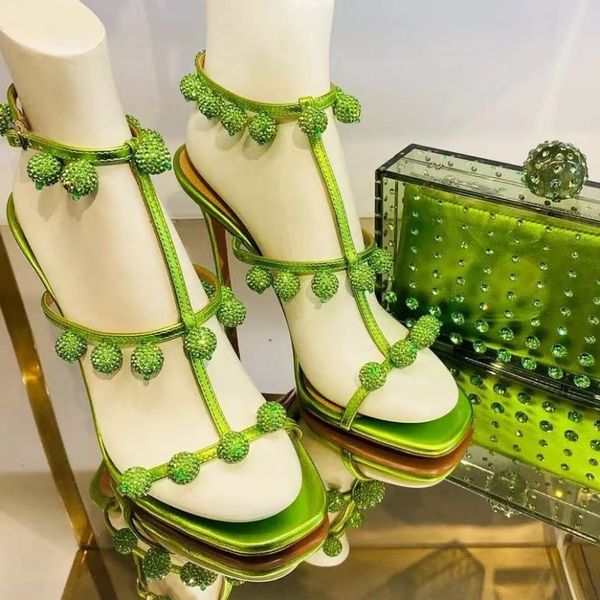 high-heeled fashion aquazzura sandals green party dress shoes stiletto mules diamond ball embellished metal sheepskin 9.5cm open toe women, Black
high-heeled fashion aquazzura sandals green party dress shoes stiletto mules diamond ball embellished metal sheepskin 9.5cm open toe women, Black