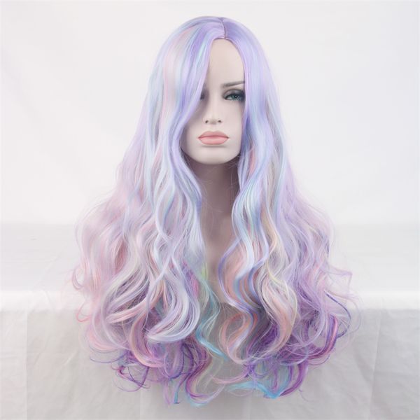 purple mix color wavy wig woodfestival midlle hairline blue pink synthetic hair ombre long curly wigs for women party, Black
purple mix color wavy wig woodfestival midlle hairline blue pink synthetic hair ombre long curly wigs for women party, Black