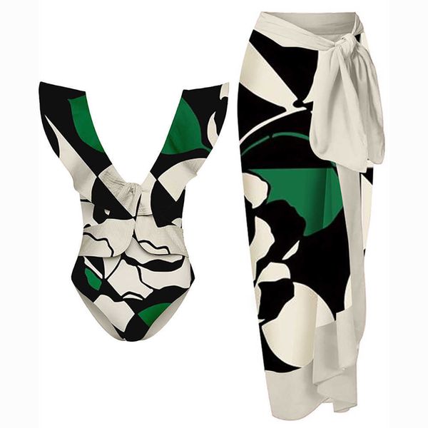 women's swimwear deep-v beachwear ruffle print chic one piece swimsuits with skirt lace up swimwear triangle bikini set vintage bathing, White;black
women's swimwear deep-v beachwear ruffle print chic one piece swimsuits with skirt lace up swimwear triangle bikini set vintage bathing, White;black