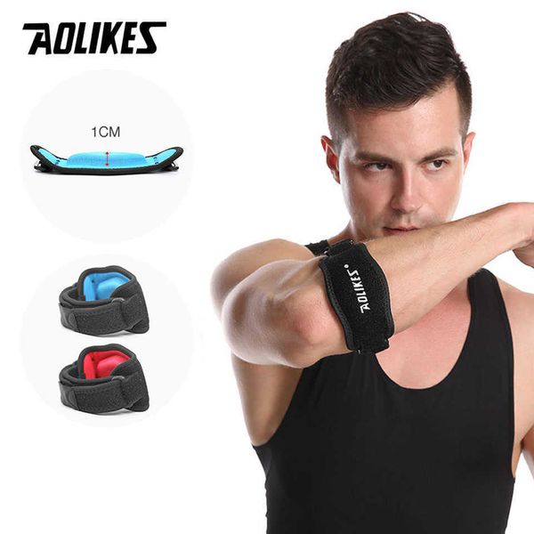 elbow knee pads aolikes 1pcs adjustable elbow support basketball golf elbow support strap elbow pads lateral pain syndrome epicondylitis bra, Black;gray