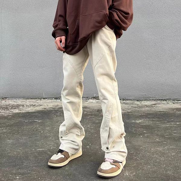 straight baggy casual flare pants for men spring high street loose cargos oversized overalls, Black;brown
straight baggy casual flare pants for men spring high street loose cargos oversized overalls, Black;brown