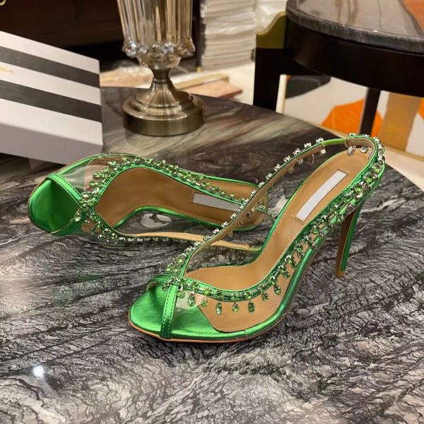 women sandal high heel wedding party dress shoes temptation deneuve crystal satin sandal open toe slip on luxury design with box super-quali, Black
women sandal high heel wedding party dress shoes temptation deneuve crystal satin sandal open toe slip on luxury design with box super-quali, Black