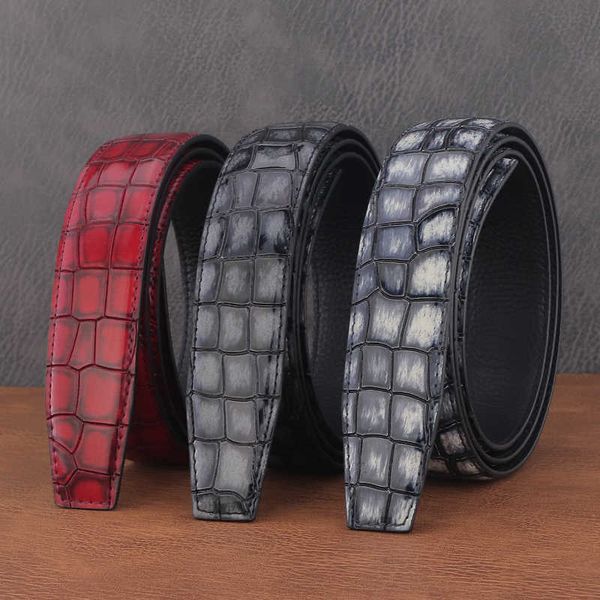 belts genuine leather belt men no buckle designer only belts fashion crocodile grain gray casual ceinture homme ren color y2303, Black;brown
belts genuine leather belt men no buckle designer only belts fashion crocodile grain gray casual ceinture homme ren color y2303, Black;brown