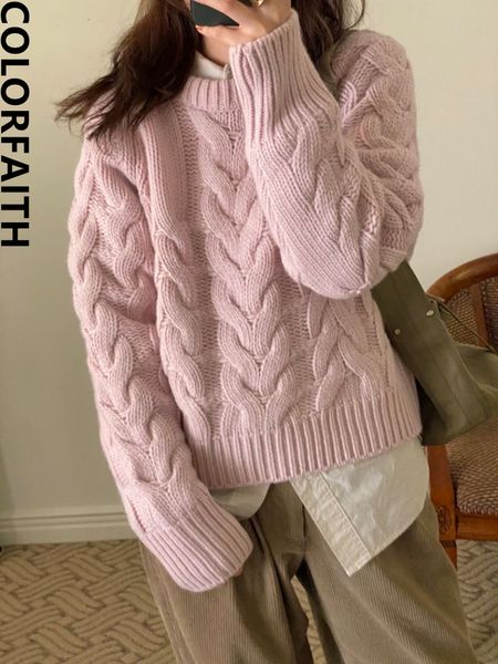 women's sweaters colorfaith sw4026jx chic korean fashion sweaters minimalist style pullovers elegant vintage women winter spring 23030, White;black
women's sweaters colorfaith sw4026jx chic korean fashion sweaters minimalist style pullovers elegant vintage women winter spring 23030, White;black