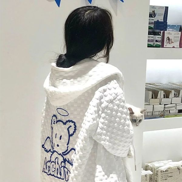 women's hoodies sweatshirts early spring hooded cardigan sweater women's white simple long-sleeved print loose coat 230302, Black
women's hoodies sweatshirts early spring hooded cardigan sweater women's white simple long-sleeved print loose coat 230302, Black