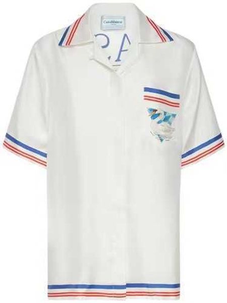 23ss new casablanca silk casual shirt men and women diamond swan lovers hawaiian casual short shirt, White;black
23ss new casablanca silk casual shirt men and women diamond swan lovers hawaiian casual short shirt, White;black