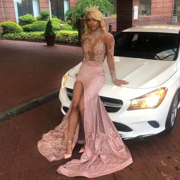 pink sequins split high collar evening dresses memaid evening gown petite pageant runway fashion wear red carpet dress, Black;red
pink sequins split high collar evening dresses memaid evening gown petite pageant runway fashion wear red carpet dress, Black;red