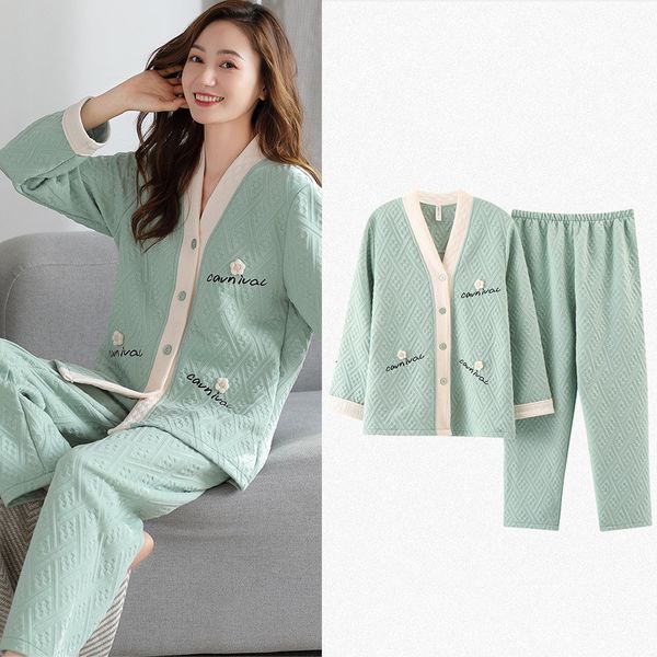 women's sleepwear air cotton women's autumn winter pajamas long-sleeved quilted warm sleepwear thick home clothes large size pijam, Black;red
women's sleepwear air cotton women's autumn winter pajamas long-sleeved quilted warm sleepwear thick home clothes large size pijam, Black;red