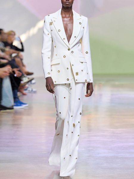 womens two piece pants high street est designer fashion runway suit set slim fit single button rivet eyelet lapel blazer 2pcs 230302, White
womens two piece pants high street est designer fashion runway suit set slim fit single button rivet eyelet lapel blazer 2pcs 230302, White