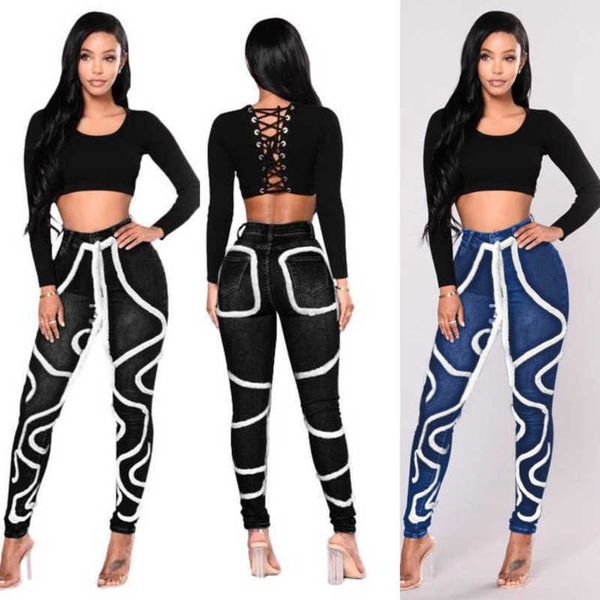 new designer women jeans fluffy strip elastic wash denim leggings differs color, Blue
new designer women jeans fluffy strip elastic wash denim leggings differs color, Blue