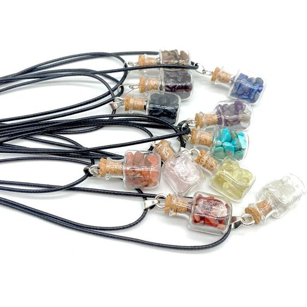 handmade natural crystal stone glass bottle pendant necklaces for women girl lovers party jewelry with rope chain, Silver
handmade natural crystal stone glass bottle pendant necklaces for women girl lovers party jewelry with rope chain, Silver