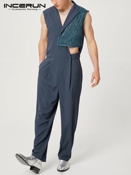 men's pants 2023 men jumpsuits patchwork lapel sleeveless hollow out casual rompers streetwear loose elegant fashion overalls s5xl ince, Black
men's pants 2023 men jumpsuits patchwork lapel sleeveless hollow out casual rompers streetwear loose elegant fashion overalls s5xl ince, Black