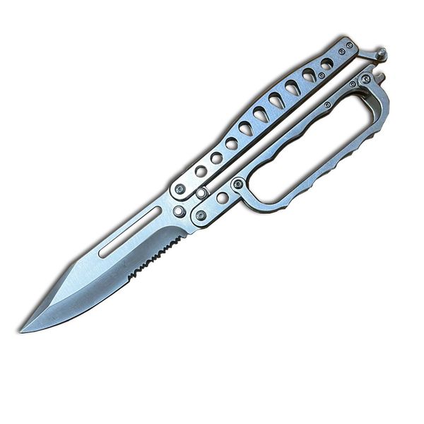12inch other fashion accessories folding knuckle knife trench tactical combat butterfly trench knife, Silver
12inch other fashion accessories folding knuckle knife trench tactical combat butterfly trench knife, Silver