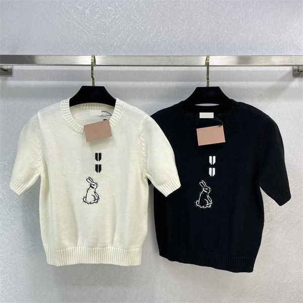 embroidery sweaters rabbit letters ornament threaded round neck pullover sweater short sleeve pleated design hem bunching slim knitwear 2 co, White;black
embroidery sweaters rabbit letters ornament threaded round neck pullover sweater short sleeve pleated design hem bunching slim knitwear 2 co, White;black