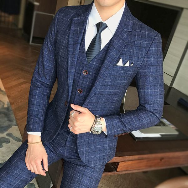 men's suits blazers luxury men's suit 3 piece fashion boutique plaid wedding business casual large size men's blazer wedding, White;black
men's suits blazers luxury men's suit 3 piece fashion boutique plaid wedding business casual large size men's blazer wedding, White;black