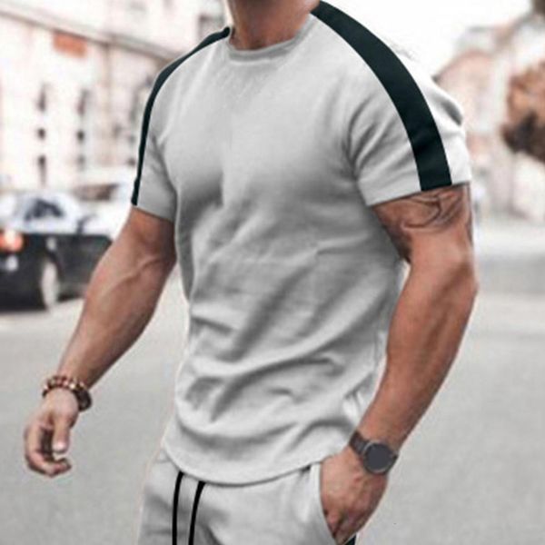 mens tracksuits 2 pcsset men tshirt shorts set o neck contrast color wear resistant elastic waist loose pants summer tracksuit sports cl 230, Gray
mens tracksuits 2 pcsset men tshirt shorts set o neck contrast color wear resistant elastic waist loose pants summer tracksuit sports cl 230, Gray