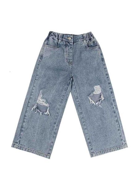 chil1en's fashion pierced jeans girls' high waist wide leg pants chil1en's pants 3-8 years old chil1en's wear, Blue
chil1en's fashion pierced jeans girls' high waist wide leg pants chil1en's pants 3-8 years old chil1en's wear, Blue