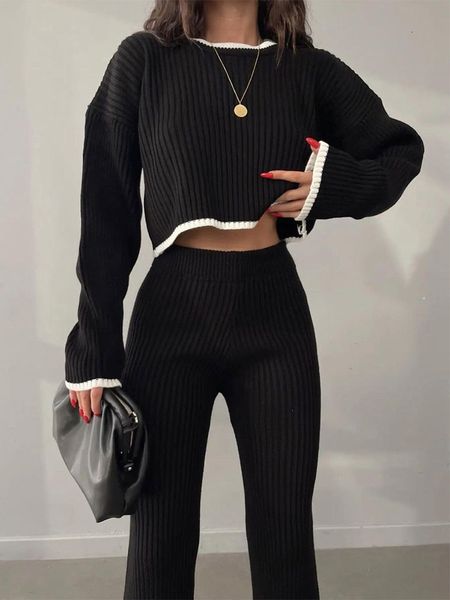 womens two piece pants tossy knit sets women outfits casual black white contrast color wide leg leegings sweater 230302
womens two piece pants tossy knit sets women outfits casual black white contrast color wide leg leegings sweater 230302