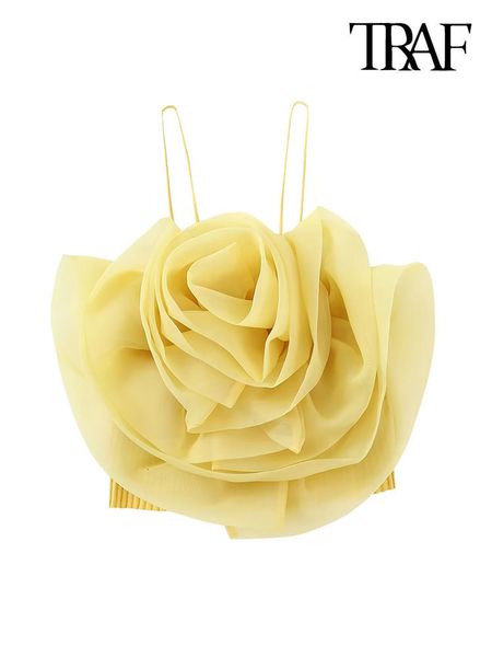 women's tanks camis traf women fashion with organza flower cropped tank vintage straight neck thin straps female camis mujer 230303, White
women's tanks camis traf women fashion with organza flower cropped tank vintage straight neck thin straps female camis mujer 230303, White