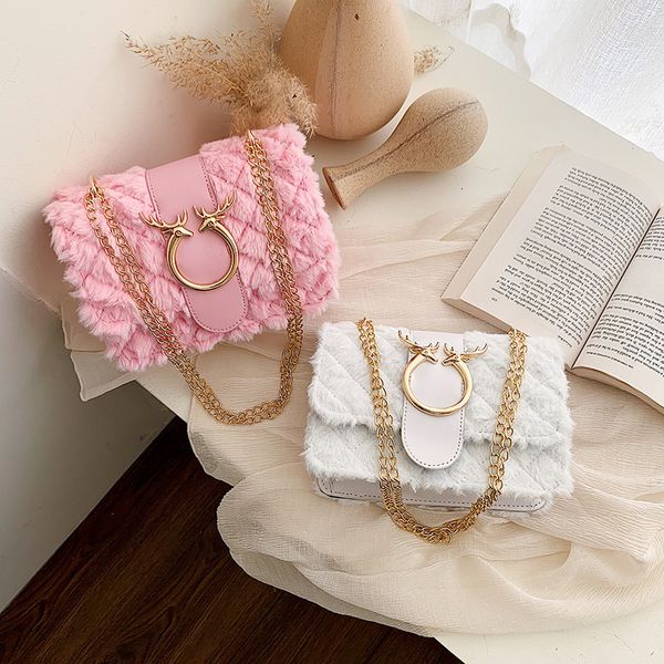 evening bags stylish women square shoulder bag deer head pattern plush crossbody with chain strap black white khaki 230302
evening bags stylish women square shoulder bag deer head pattern plush crossbody with chain strap black white khaki 230302